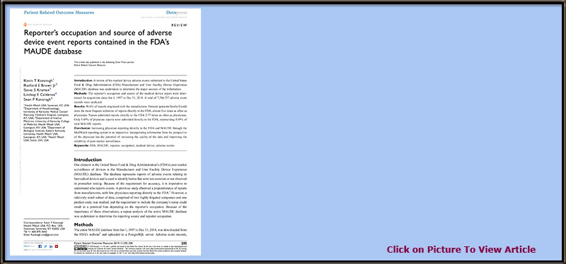 Slide 2  Reporter’s occupation and source of adverse device event reports contained in the FDA’s MAUDE database