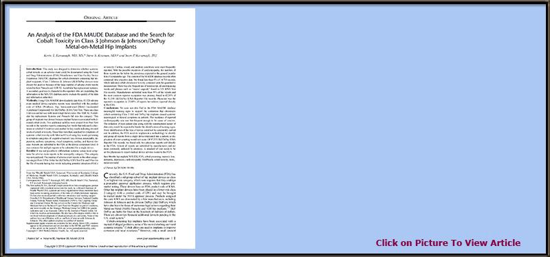 Slide 4  An Analysis of the FDA MAUDE Database and the Search for Cobalt Toxicity in Class 3 Johnson